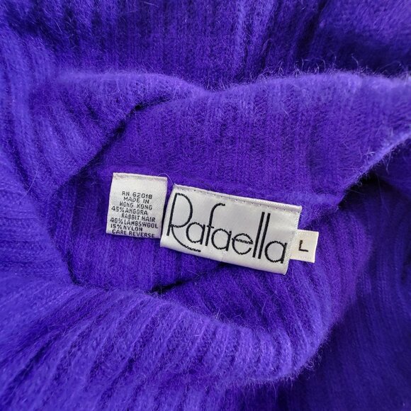 Rafaella Womens Angora Lambswool Purple Ribbed Turtleneck Sweater Large - Picture 3 of 7
